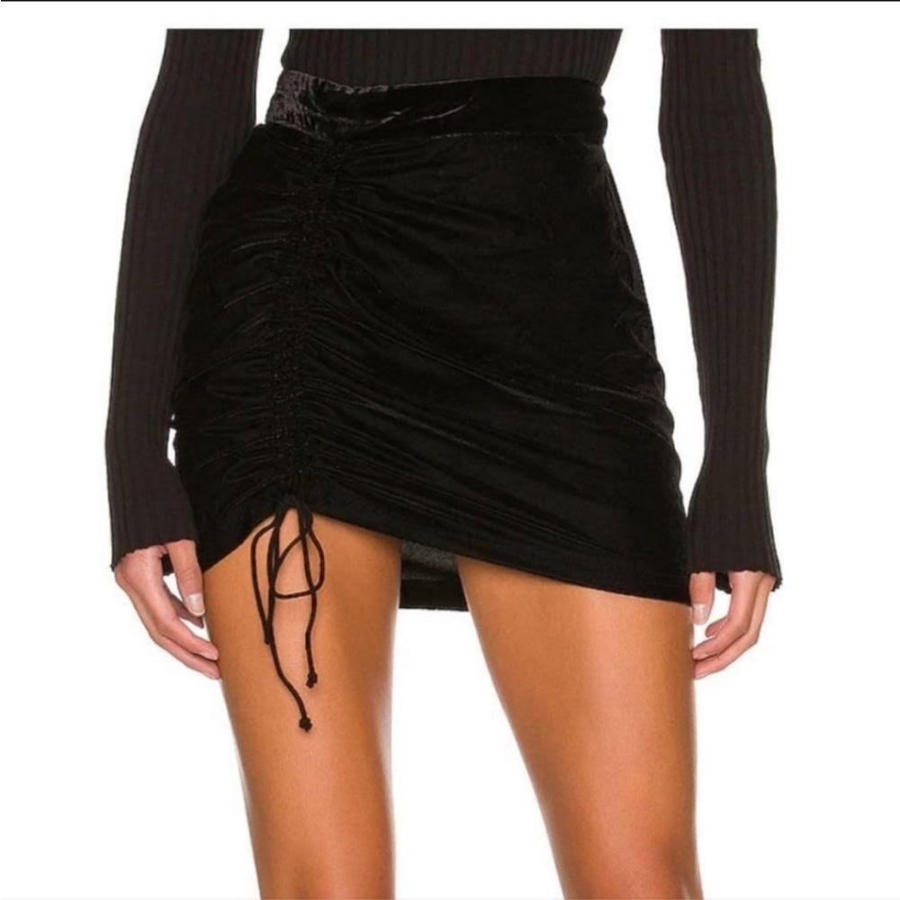 Free People Black Velvet Skirt Side Cinch Size 4